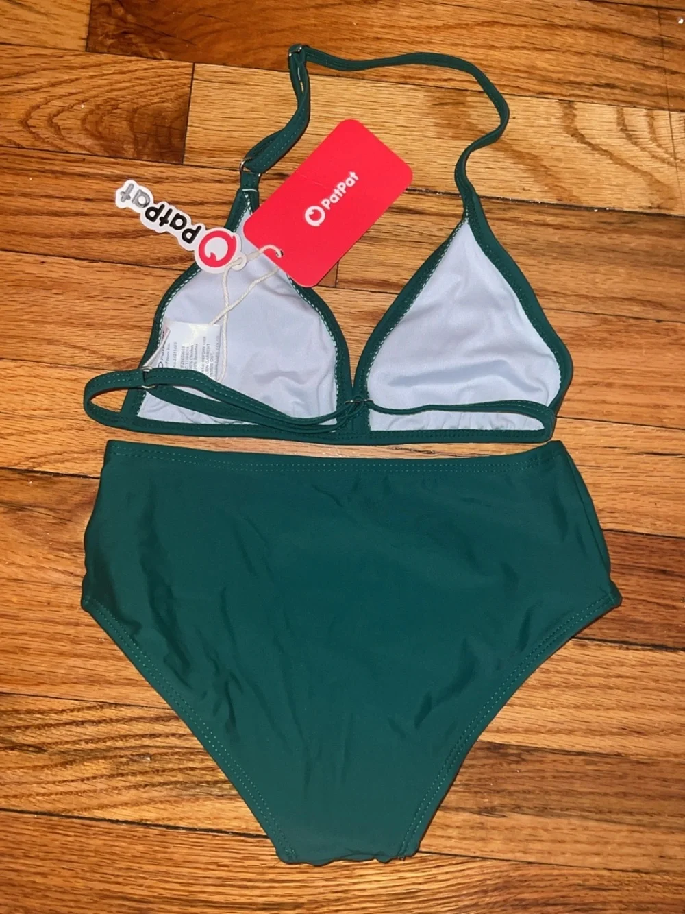 PatPat Girls Bikinis Dark Green Halter Neck Swimsuit size 8-9 years